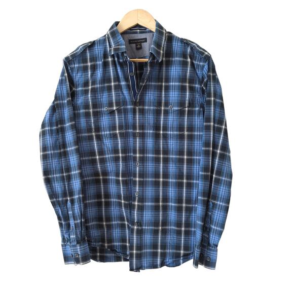 Banana Republic Other - Banana Republic Mens Shirt Size Medium 15 Plaid Blue Button Down Long Sleeve